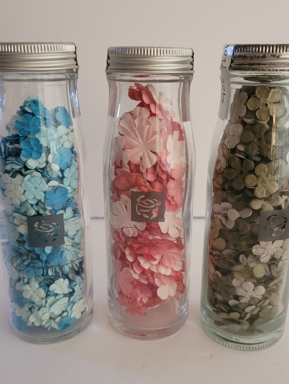 Prima Paper Flowers Scrapbooking Junk Journal Craft Projects 3 Jars New Lot #1